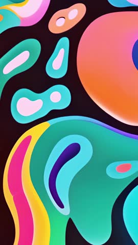 Vertical Liquid Motion Video: Pulsing Colorful Organic Shapes Expanding on Dark Backdrop