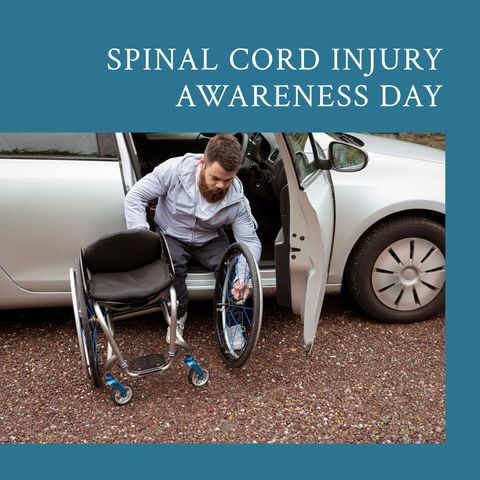 man with wheelchair promoting spinal cord injury awareness - Download Free Stock Templates Pikwizard.com