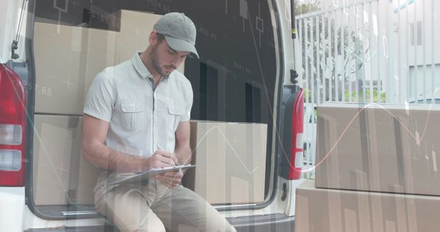 Delivery Person Checking Inventory Amid Logistics Data Visuals - Download Free Stock Images Pikwizard.com