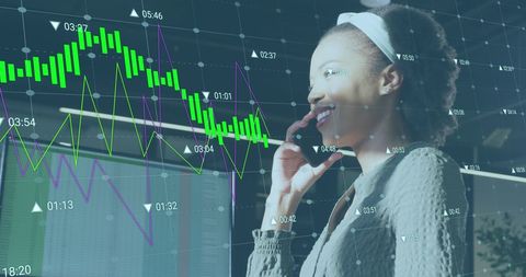 Businesswoman Analyzing Stock Market Trends on the Phone