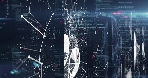 Digital Network Abstraction with Geometric Shapes on Dark Background - Download Free Stock Images Pikwizard.com