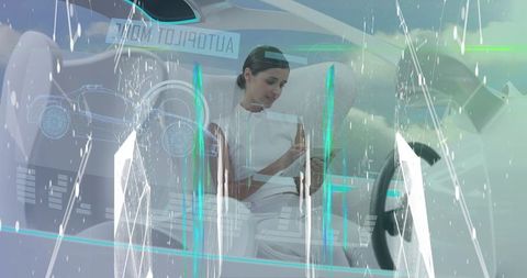 Engineer operating future vehicle cockpit with holographic displays