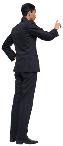 Businessman in Profile Pointing Posed on Transparent Background - Download Free Stock Videos Pikwizard.com