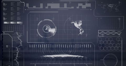 Abstract Global Data Interface with Digital World Map Overlay - Download Free Stock Images Pikwizard.com