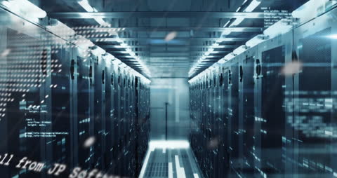 Futuristic Data Center with Digital Interface and World Map