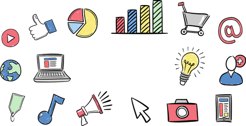 colored digital media and technology icons on transparent background - Download Free Stock Videos Pikwizard.com