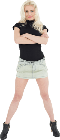 Confident Blonde Woman with Crossed Arms on Transparent Background