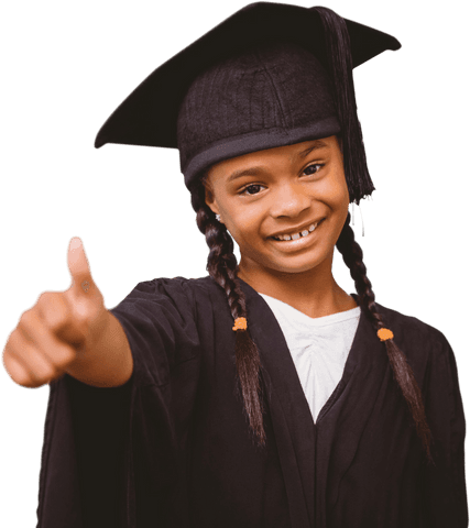 smiling schoolgirl in graduation gown giving thumb up on transparent background - Download Free Stock Videos Pikwizard.com