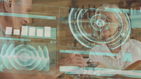 Futuristic Data Interface Concept with Diverse People Using Smartphone Payment