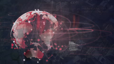 Digital Globe Animation with Data Streams Overlay