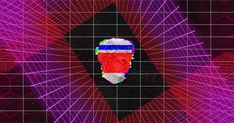 Digital interference over classical bust with geometric patterns
