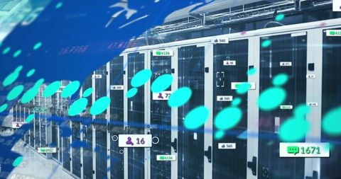 Global Data Networking in Server Room with Analytics Visualization