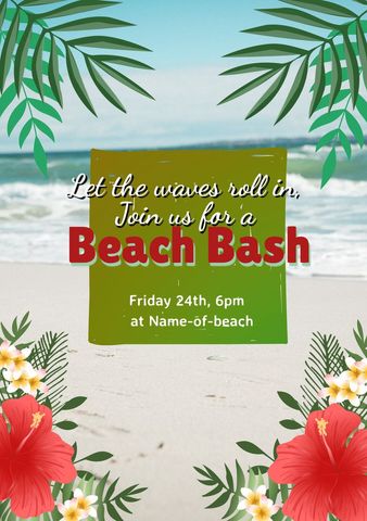 summer beach bash party invitation with tropical design - Download Free Stock Templates Pikwizard.com