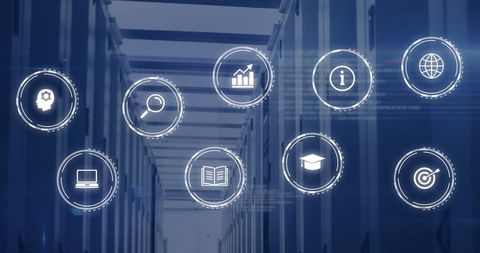Digital Network Icons with Computer Servers for Data Processing Concepts - Download Free Stock Images Pikwizard.com