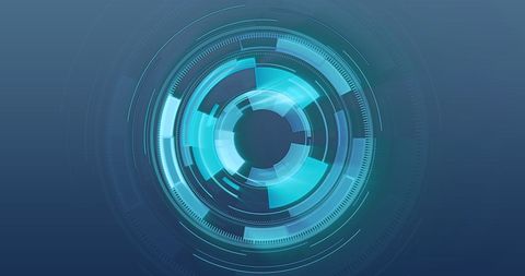 Futuristic Digital Interface with Blue Circular Elements