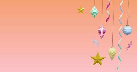 Festive Christmas Ornaments and Decorations on Pink Background