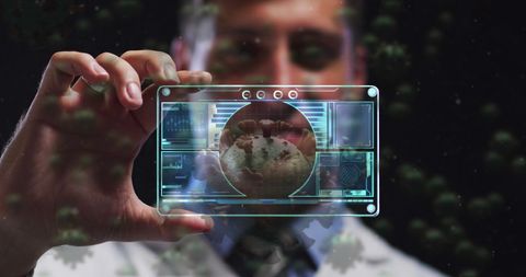 Doctor Analyzing Virus Data on Futuristic Digital Screen - Download Free Stock Images Pikwizard.com