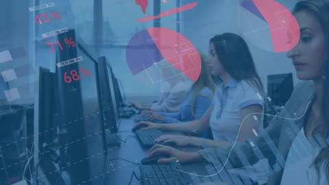 Diverse Team Collaborating with Infographic Overlay