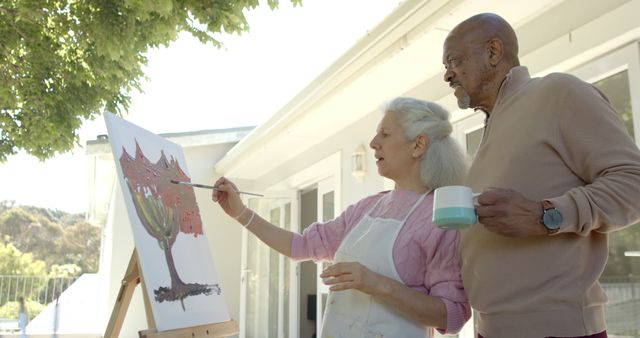 Senior Couple Enjoying Outdoor Painting Together - Download Free Stock Images Pikwizard.com