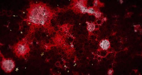 Abstract Molecular Structures on Dark Background with Stars