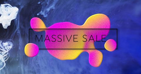 Massive sale text over colorful liquid background