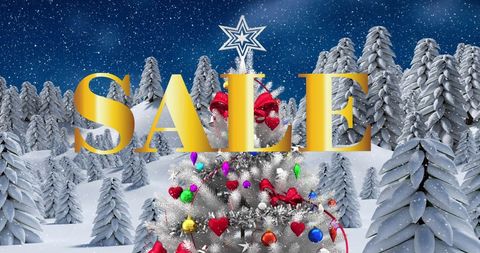 Festive Christmas Sale Banner with Decorated Tree - Download Free Stock Images Pikwizard.com