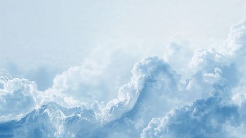 Ethereal cumulus clouds form sculpted shapes in high-altitude sky for website designs