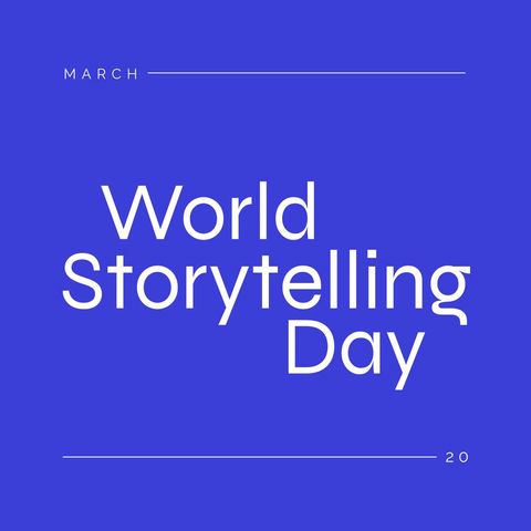 World Storytelling Day Celebration Design on Bold Blue Background - Download Free Stock Templates Pikwizard.com