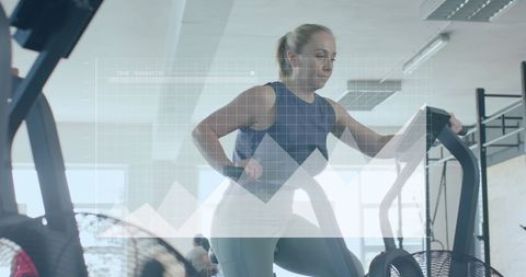 Active Woman Cross Training with Digital Data Overlay in Gym - Download Free Stock Images Pikwizard.com