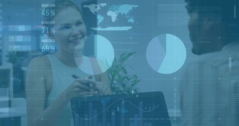 Businesswoman Analyzing Financial Data Graphics in Modern Office - Download Free Stock Images Pikwizard.com
