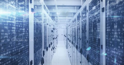 Futuristic Data Center with Digital Overlay in Operation - Download Free Stock Images Pikwizard.com