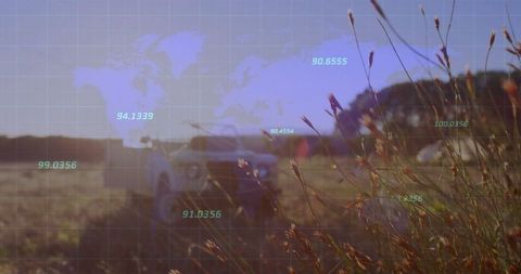 Off-Road SUV in Wilderness with Digital Overlay