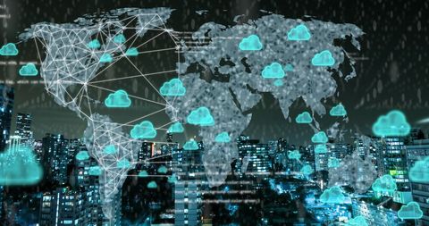 global network and cloud computing concept over world map - Download Free Stock Images Pikwizard.com