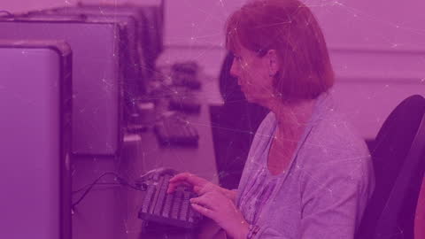 Teacher Exploring Digital Network on Computer