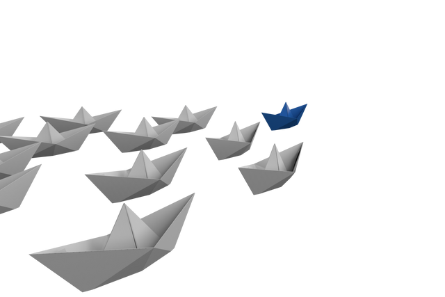 Transparent white and blue paper boats leading in harmony - Download Free Stock Videos Pikwizard.com