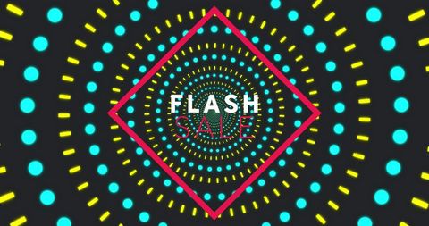 Dynamic flash sale advertisement with vivid geometric patterns