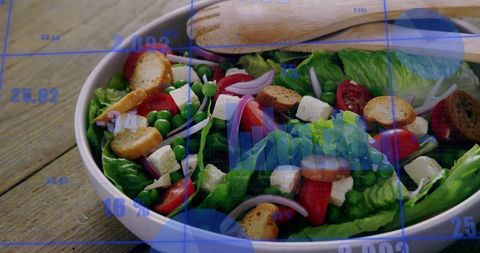 Fresh mixed salad in modern digital fusion