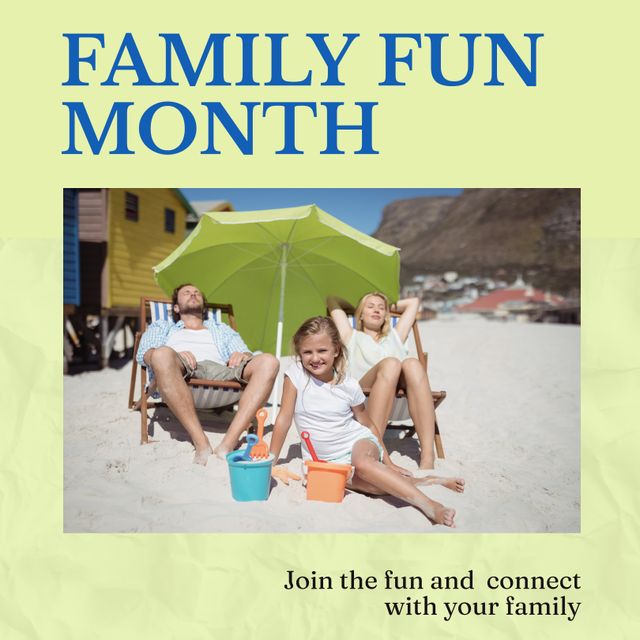 Perfect for promoting family-related events, advertisements for beach vacations, family activities, or summer holiday packages. Captures moments of relaxation and bonding between family members. Useful for marketing materials focused on building family connections.