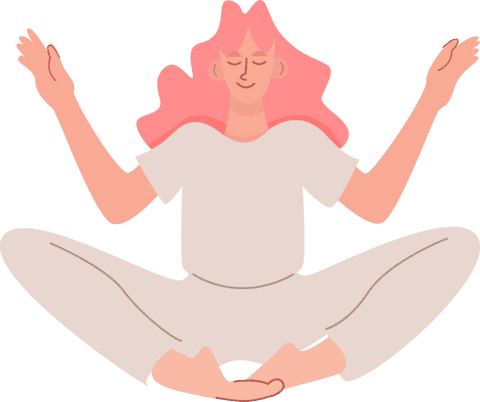 Relaxed Meditation with Pink Hair on Transparent Background