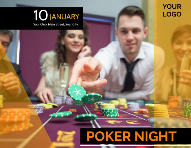 Exciting Poker Night Event Flyer with Casino Vibes - Download Free Stock Templates Pikwizard.com