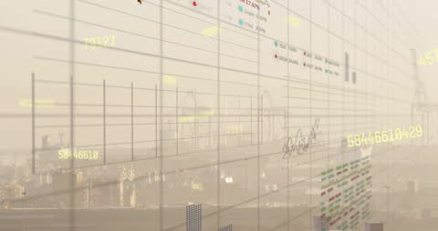 Dynamic Financial Data Amidst Futuristic Cityscape