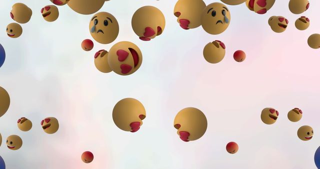 Floating Emojis Representing Varied Emotions on Grey Background - Download Free Stock Images Pikwizard.com