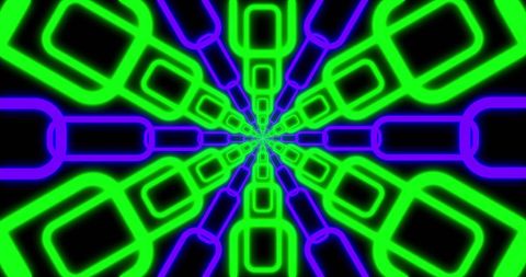 Neon Geometric Shapes Forming a Hypnotic Tunnel Loop