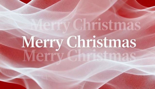 Merry christmas serif typography over soft white mesh fabric on red gradient backdrop
