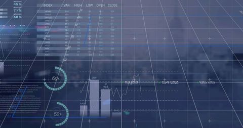 Digital Financial Dashboard with Cityscape Background - Download Free Stock Images Pikwizard.com