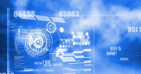 Futuristic Digital Interface with Numeric Data over Blue Background - Download Free Stock Images Pikwizard.com