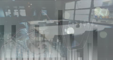 Abstract Financial Data with Business Professional in Double Exposure
