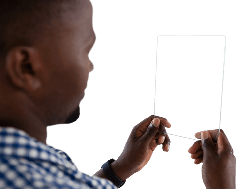 Businessman Holding Futuristic Transparent Tablet Device - Download Free Stock Videos Pikwizard.com