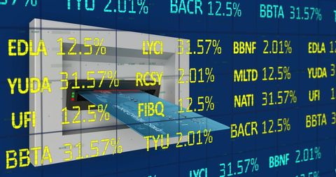 Financial Data Illustration with Credit Card and Digital Analysis