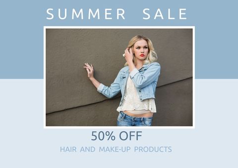 stylish woman modeling for summer sale promotion landscape - Download Free Stock Templates Pikwizard.com
